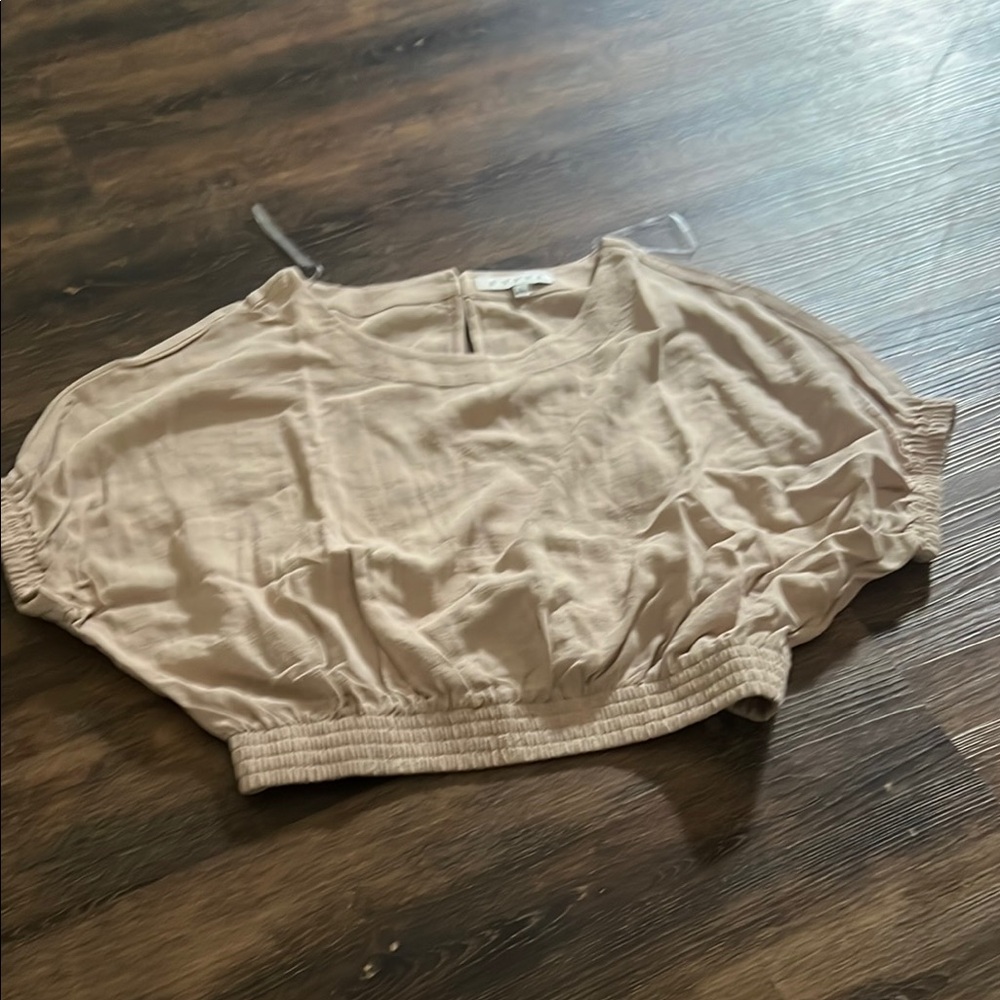 HYFVE Tan Cream Boxy Crop Blouse